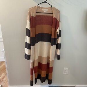 Striped duster cardigan by Saltwater LUXE